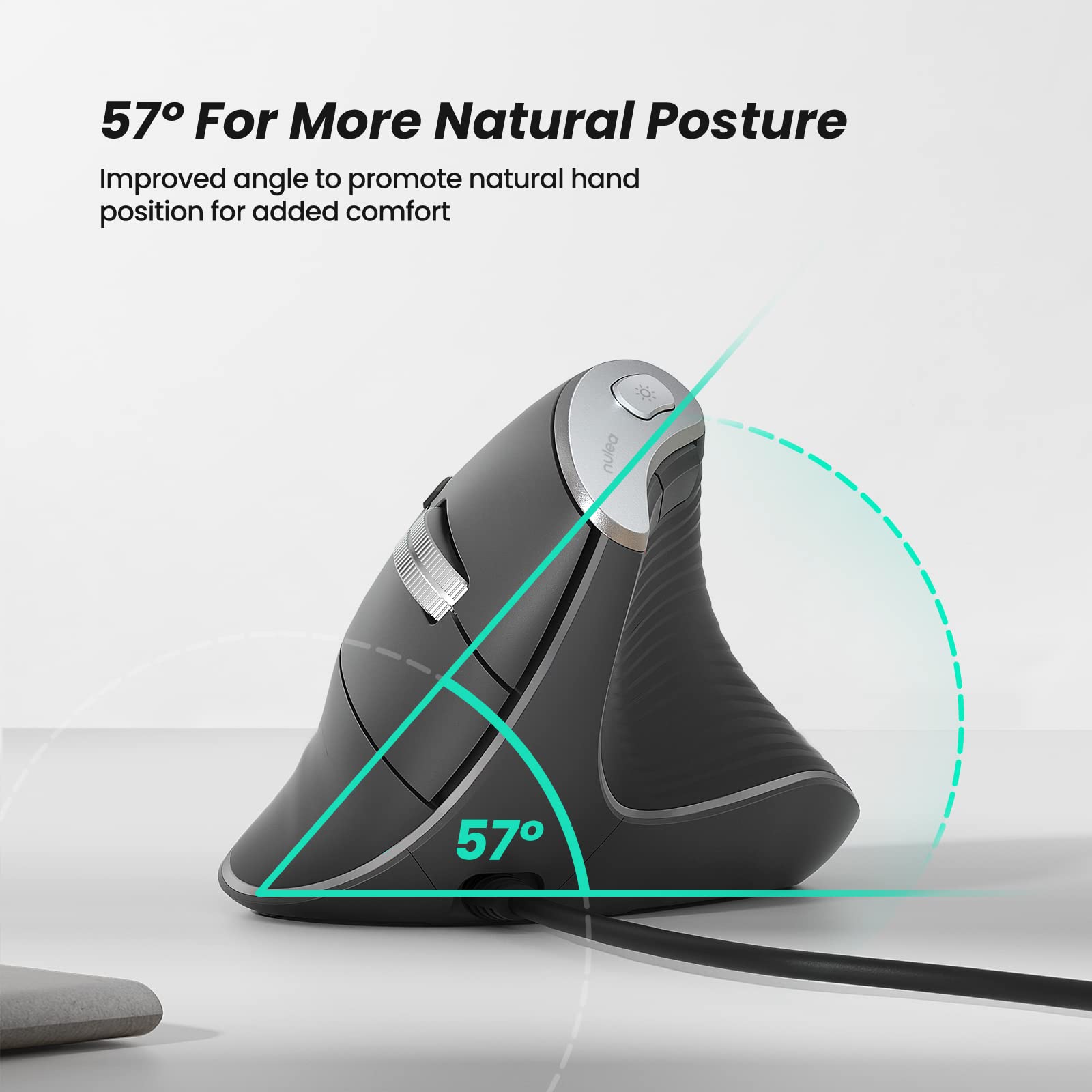 Nulea M504 Wired Vertical Mouse, Usb Ergonomic Optical Mouse With 4 Adjustable Dpi, 11 Rgb Backlight Modes, Compatible For Lapto