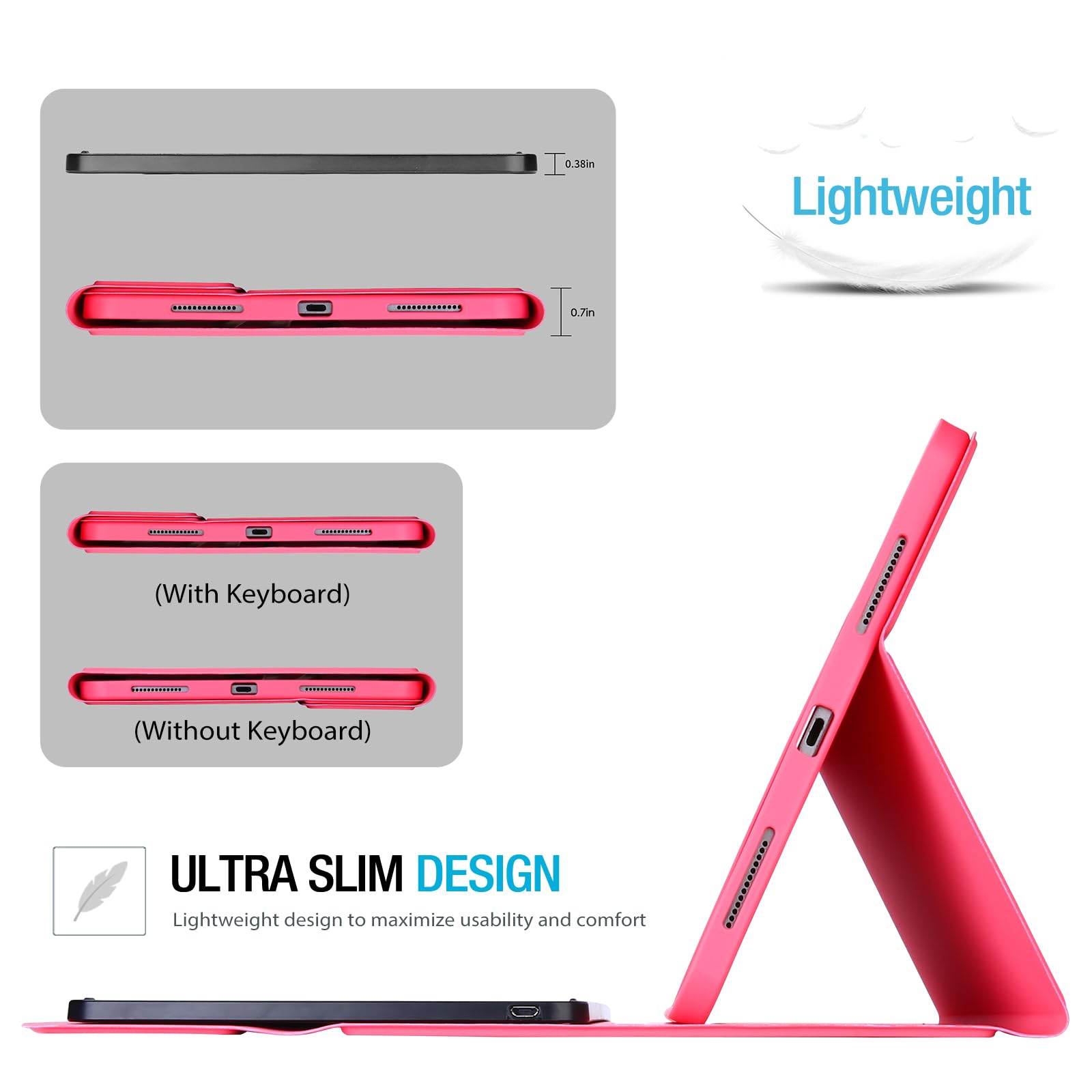 Procase Case With Keyboard For Ipad 10Th Generation 10.9 Inch 2022, Pu Leather Case With Magnetically Detachable Wireless Keyboa