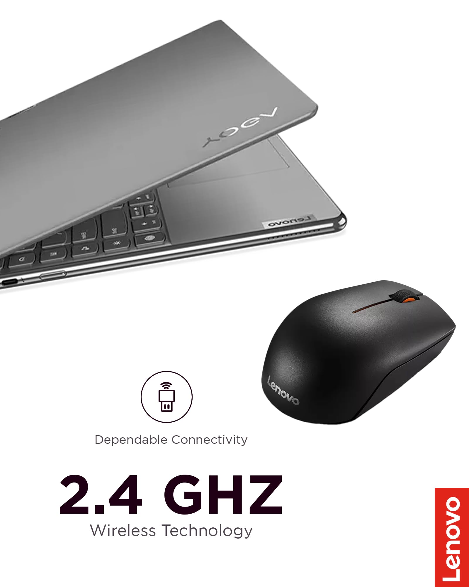 Lenovo 300 Wireless Compact Mouse, Black, 1000 Dpi, Ultra Portable Design, Up To 12 Months Battery Life, Gx30K79402