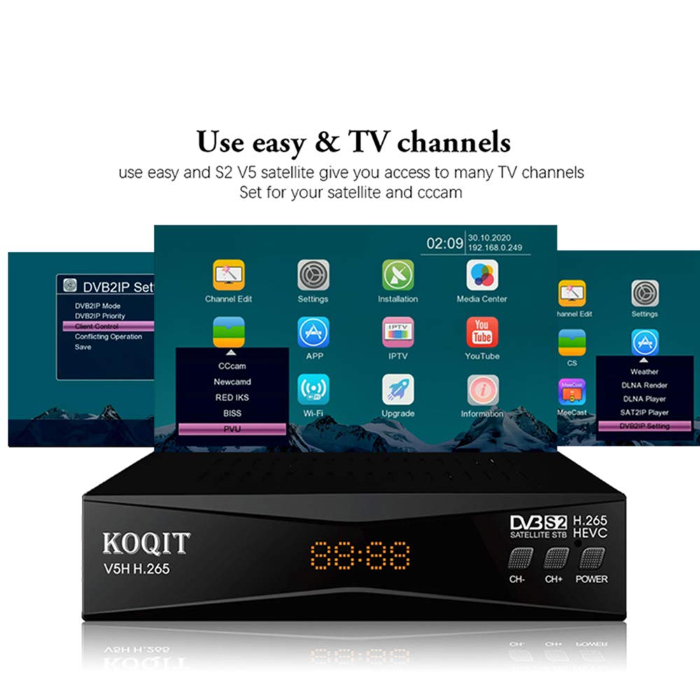 Koqit V5H H.265 Free To Air Fta Satellite Receiver Dvb S2 Satellite Tv Receiver Hevc Dvb S2 Galaxy 19 Receivers Sat Dvb Finder M