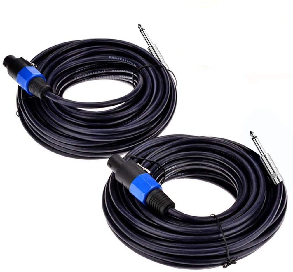 Yuyaokk 2Pack 100 Ft Speakon To 1/4'' Male Speaker Cables, Professional 12 Gauge Awg Wire Audio Amplifier Connection Cord, Dj/Pa