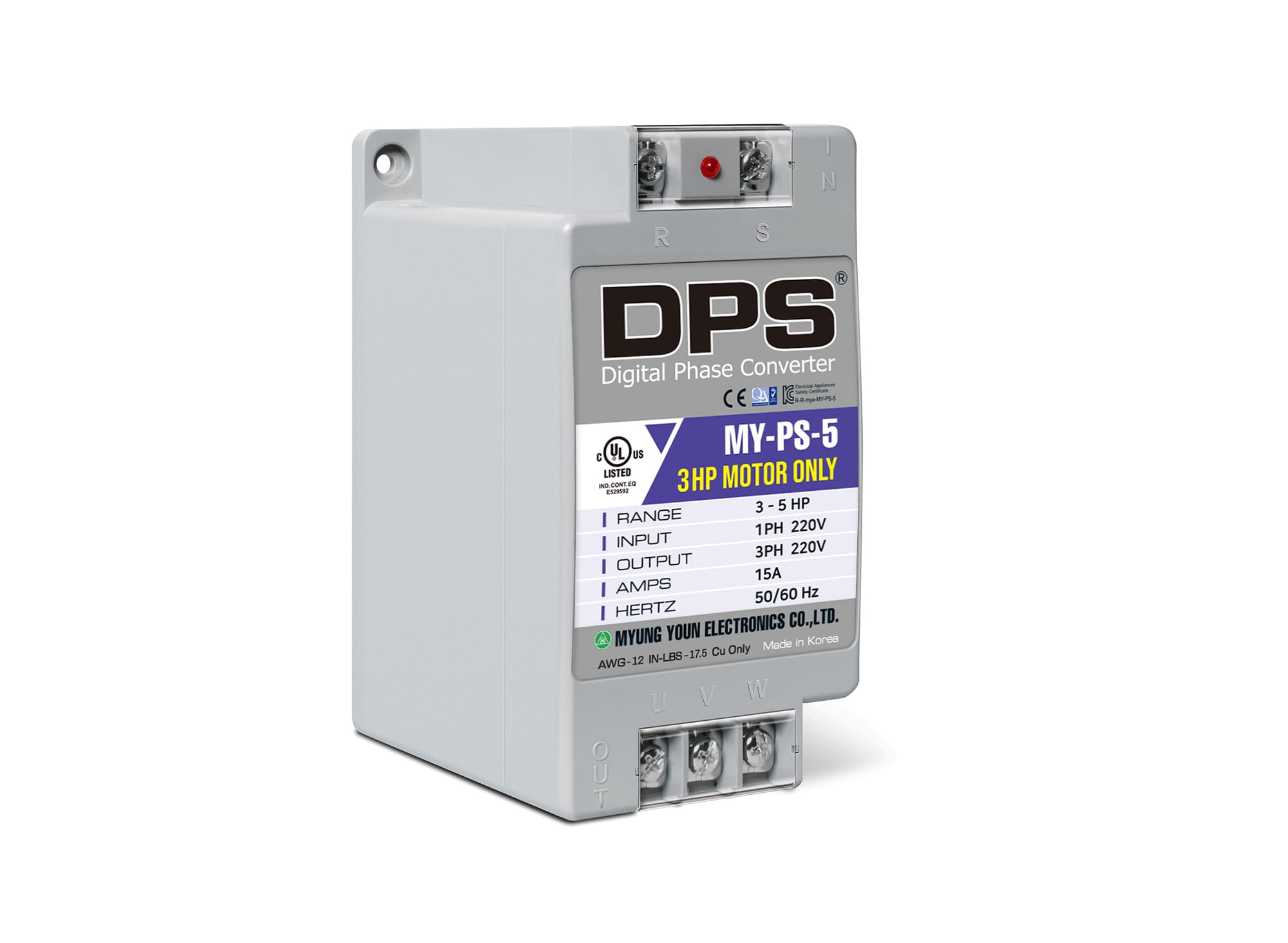 Capacity(Dps) 5Hp 15A 220V, Single Phase To 3 Phase Converter, 220V My Ps 5 Must Be Only Used For 3Hp(2.2Kw) 9A 220V 3 Phase Mot