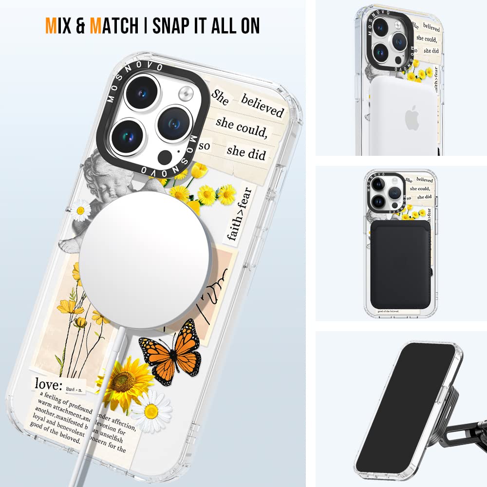 MOSNOVO iPhone 14 Pro Max MagSafe Compatible Buffertech Shockproof Plastic Phone Case Collage Art