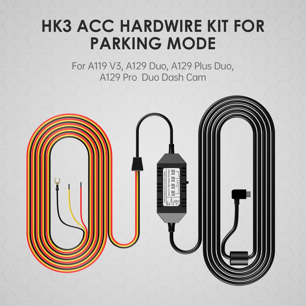 Viofo Hk3 Acc Hardwire Kit For A129, A129 Plus, A129 Pro, A129 Ir, A119 V3, Enables Parking Mode, Low Voltage Protection