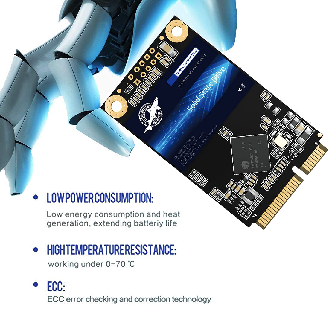 Dogfish Msata Ssd 500Gb 3D Nand Tlc Sata Iii 6 Gb/S, Msata (30X50.9Mm) Internal Solid State Drive   Compatible With Desktop Pc L