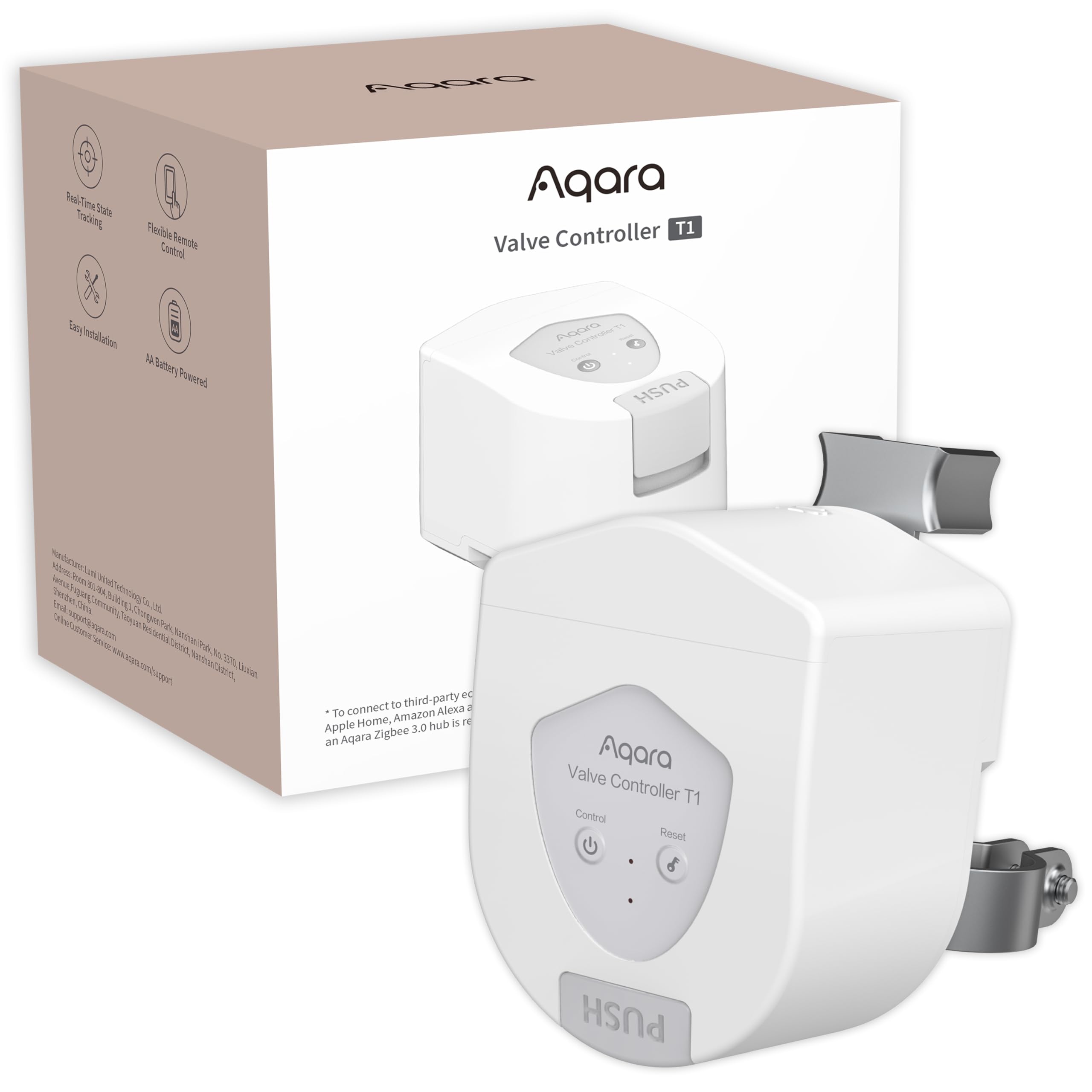 Aqara Smart Valve Controller T1 With Matter, Requires Aqara Zigbee 3.0 Hub, Combined With Water Leak Detectors For Home, Support