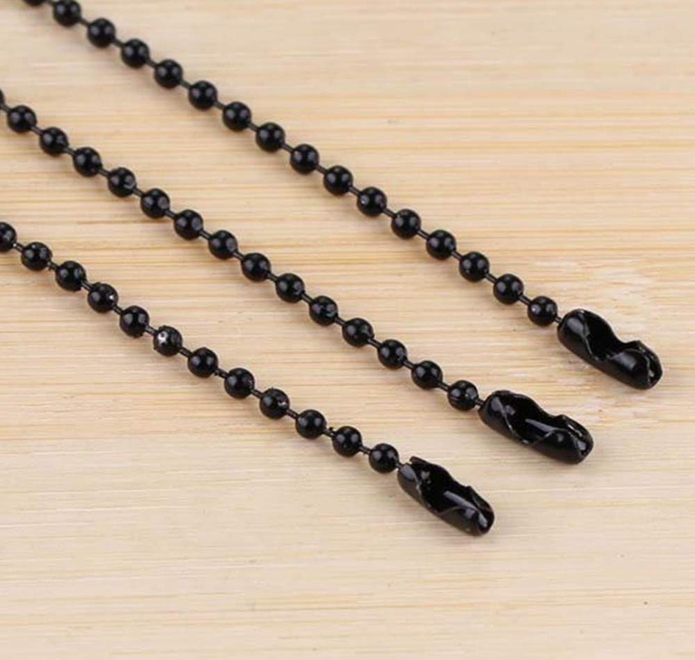 Hyamass 10 Yards 3Mm Diameter Black Beaded Pull Chain Extension Ceiling Light Fan Chain With 30 Matching Connectors, Rolled Pack