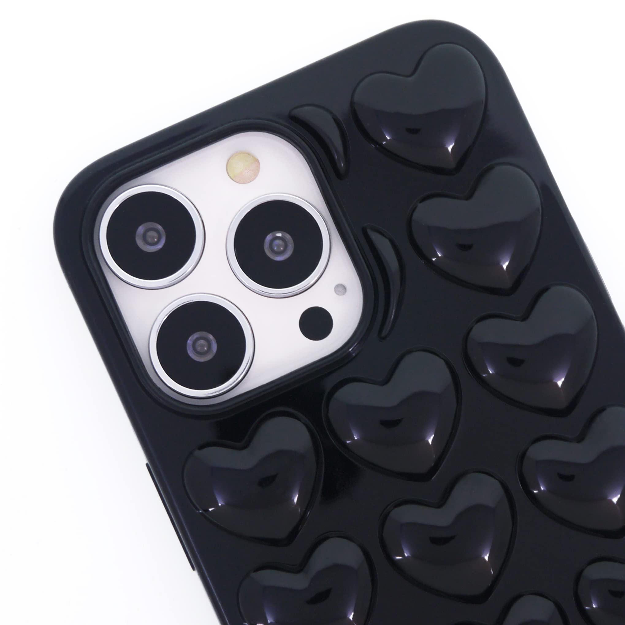 Dmaos Iphone 13 Mini Case For Women, 3D Pop Bubble Heart Kawaii Gel Cover, Cute Girly For Iphone13 Mini 5.4 Inch - Black