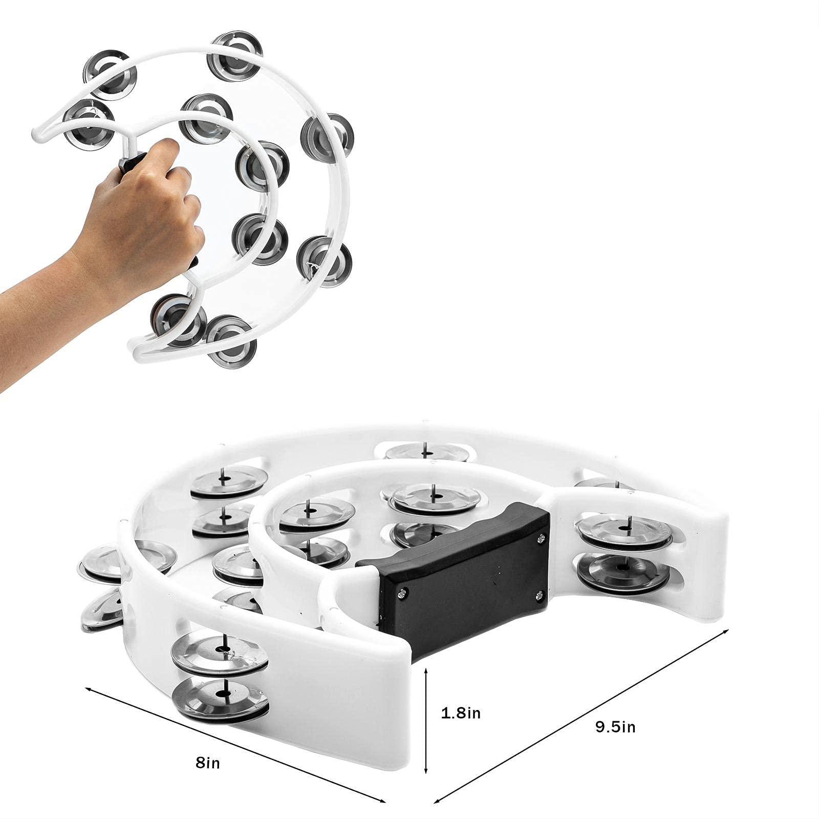 Musfunny Tambourine With Double Row Metal Jingles Hand Held Percussion Tambourines Musical Educational Instrument For Adults Chu