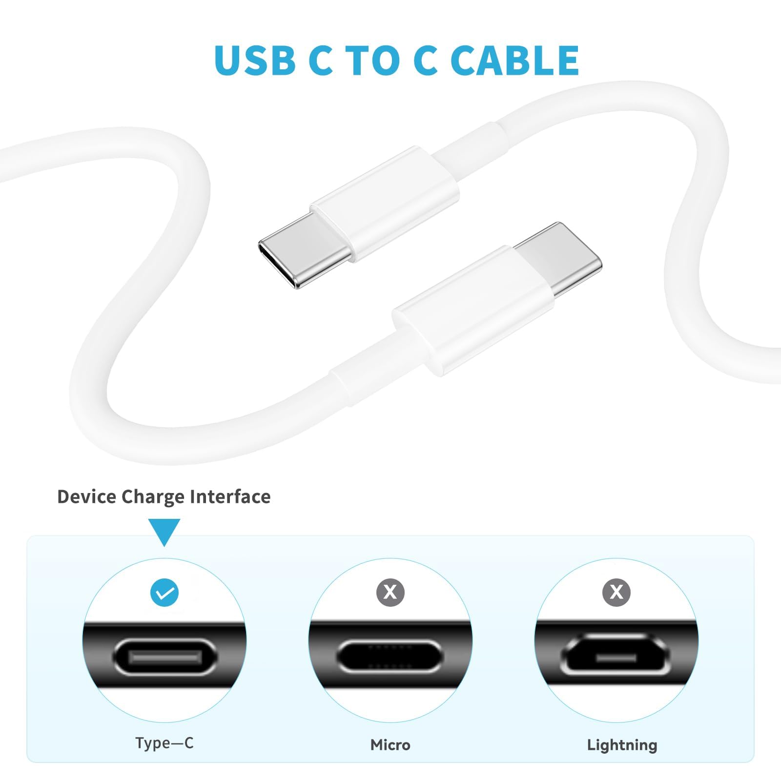 3Pack Usb C To Usb C Cable, 60W (3A) 3Ft Fast Long Charger Cord For Iphone 16/15/15 Pro/15 Plus/15 Pro Max,Ipad Pro12.9/11, Ipad