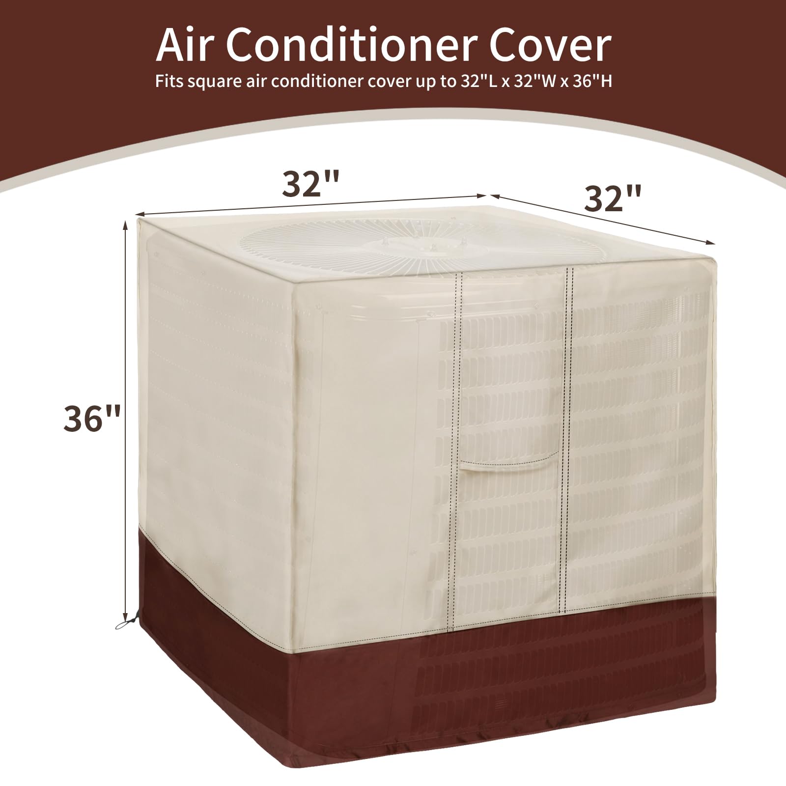 Air Conditioner Cover For Outside Units Sturdy,Ac Cover For Outside Unit,Water Resistant, Sturdy, With Mesh Vents And Elastic He