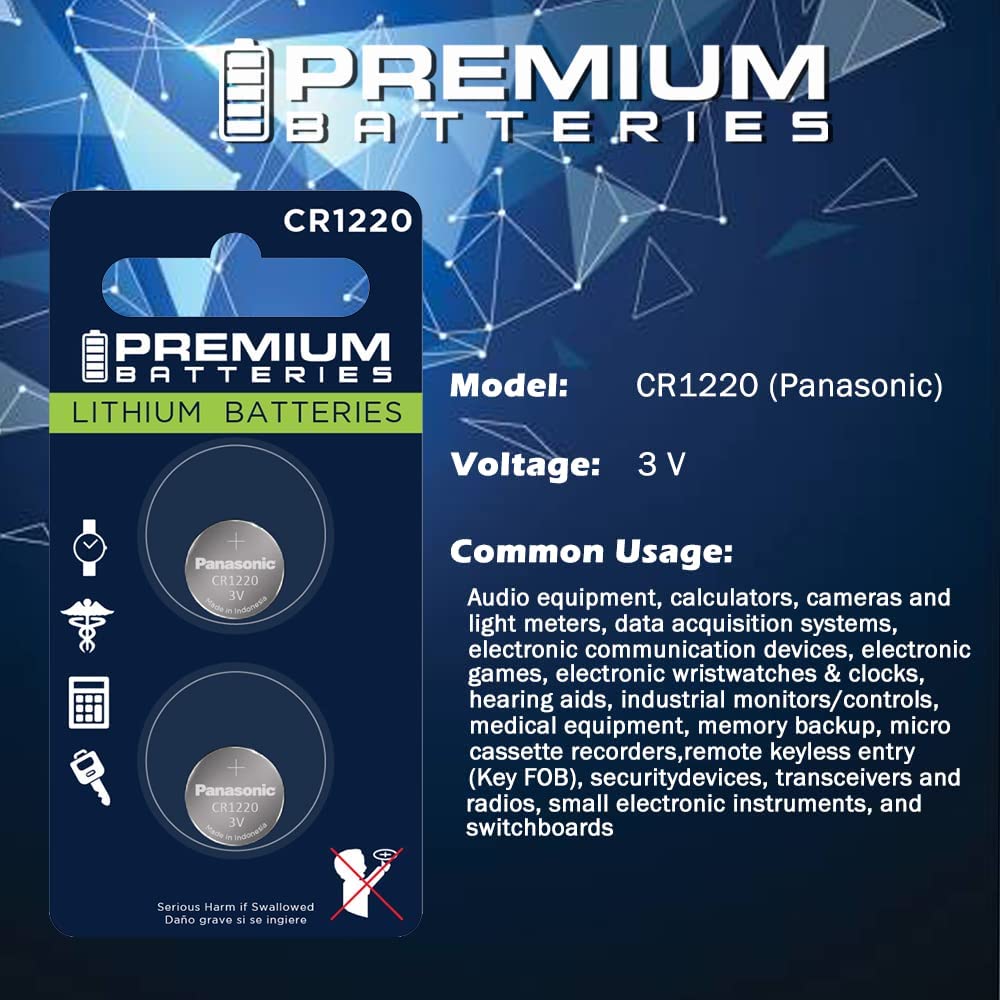 Premium Cr1220 Battery Lithium 3V Coin Cell   Japanese Engineered High Capacity Batteries (6 Pack)