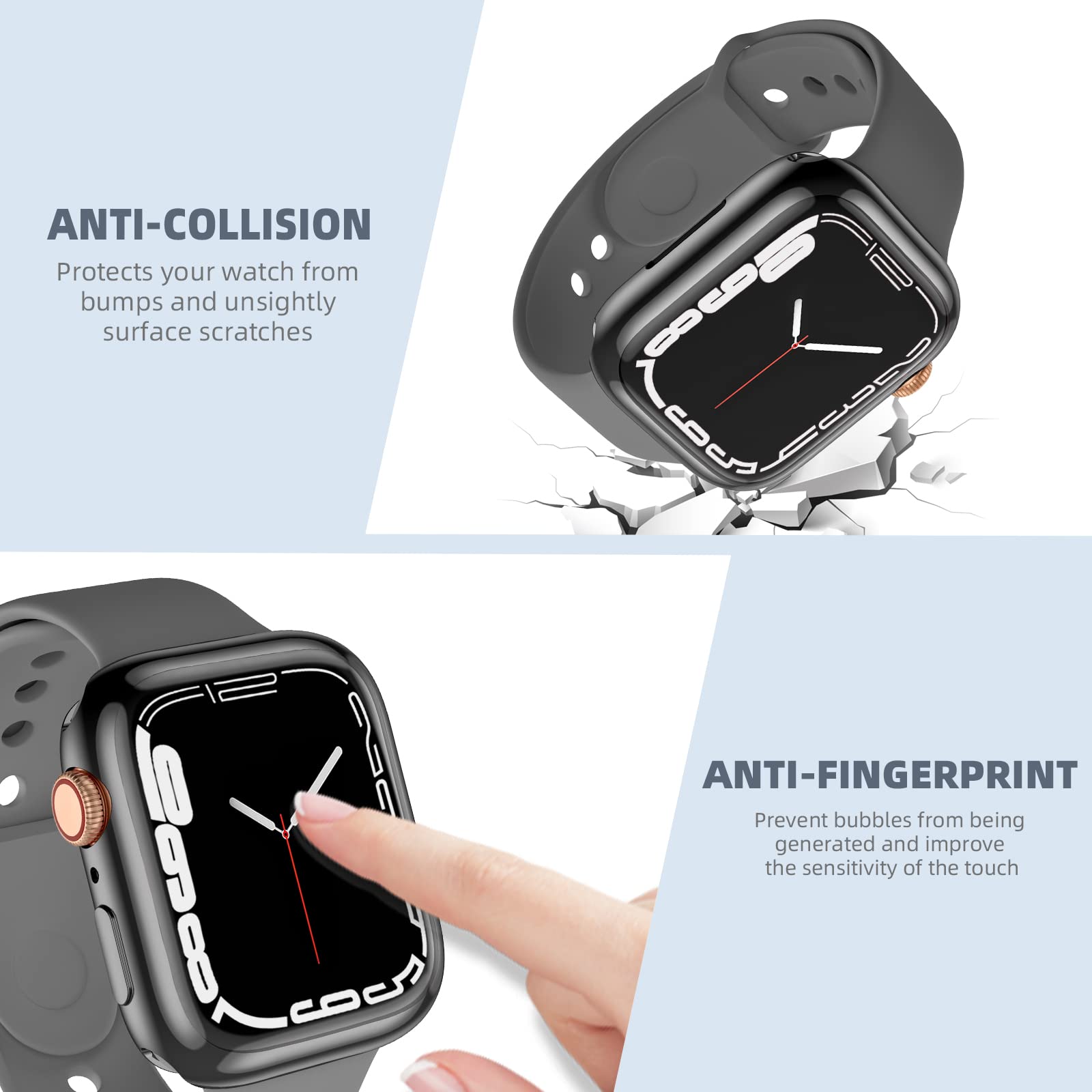 Geak 3 Pack Compatible With Apple Watch Case 45Mm,Soft High Sensitivity Tpu Cover For Apple Watch Screen Protector 45Mm With Ant