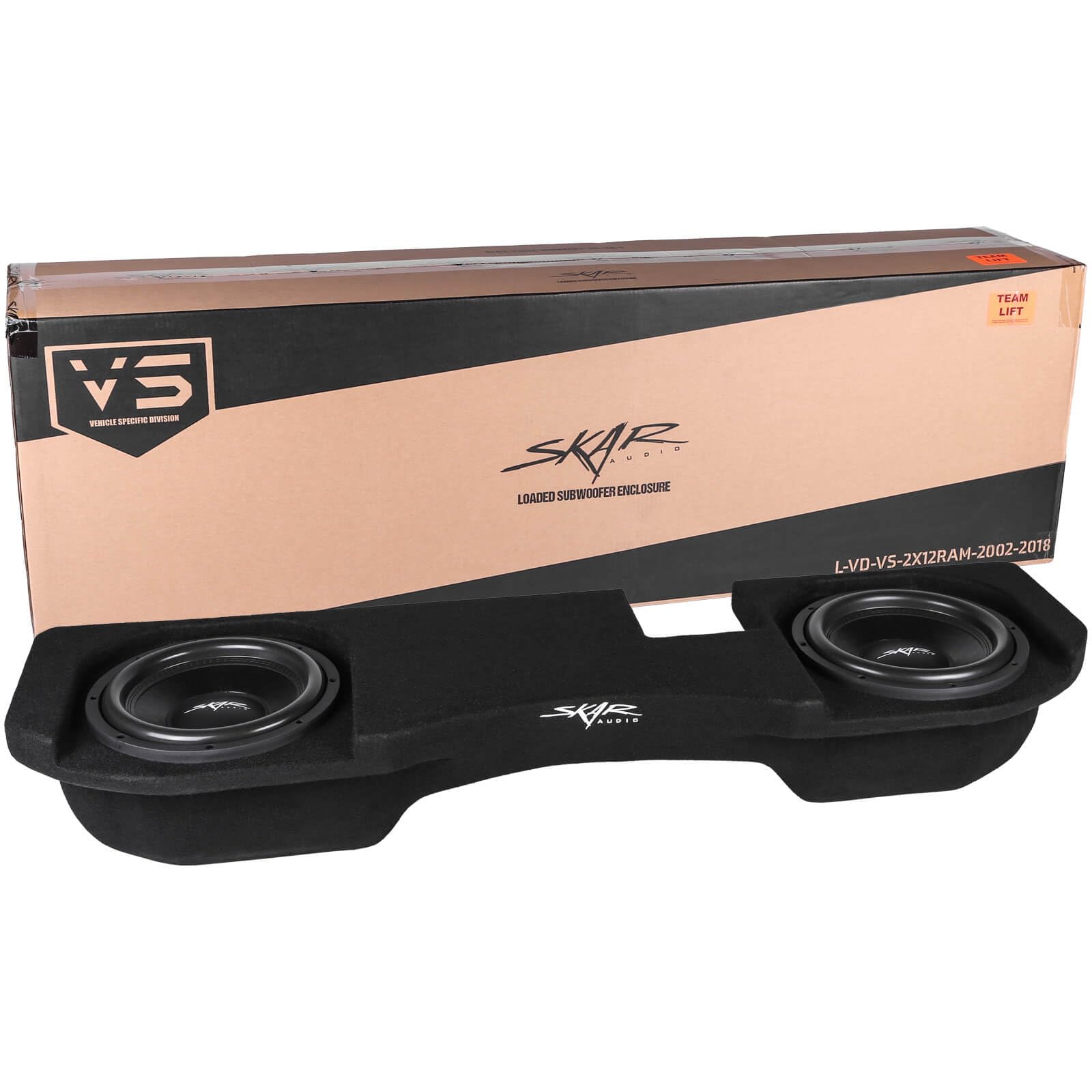 Skar Audio Dual 12 Loaded Sealed Subwoofer Enclosure Compatible with 2002-2018 Dodge Ram Quad/Crew Cab Trucks