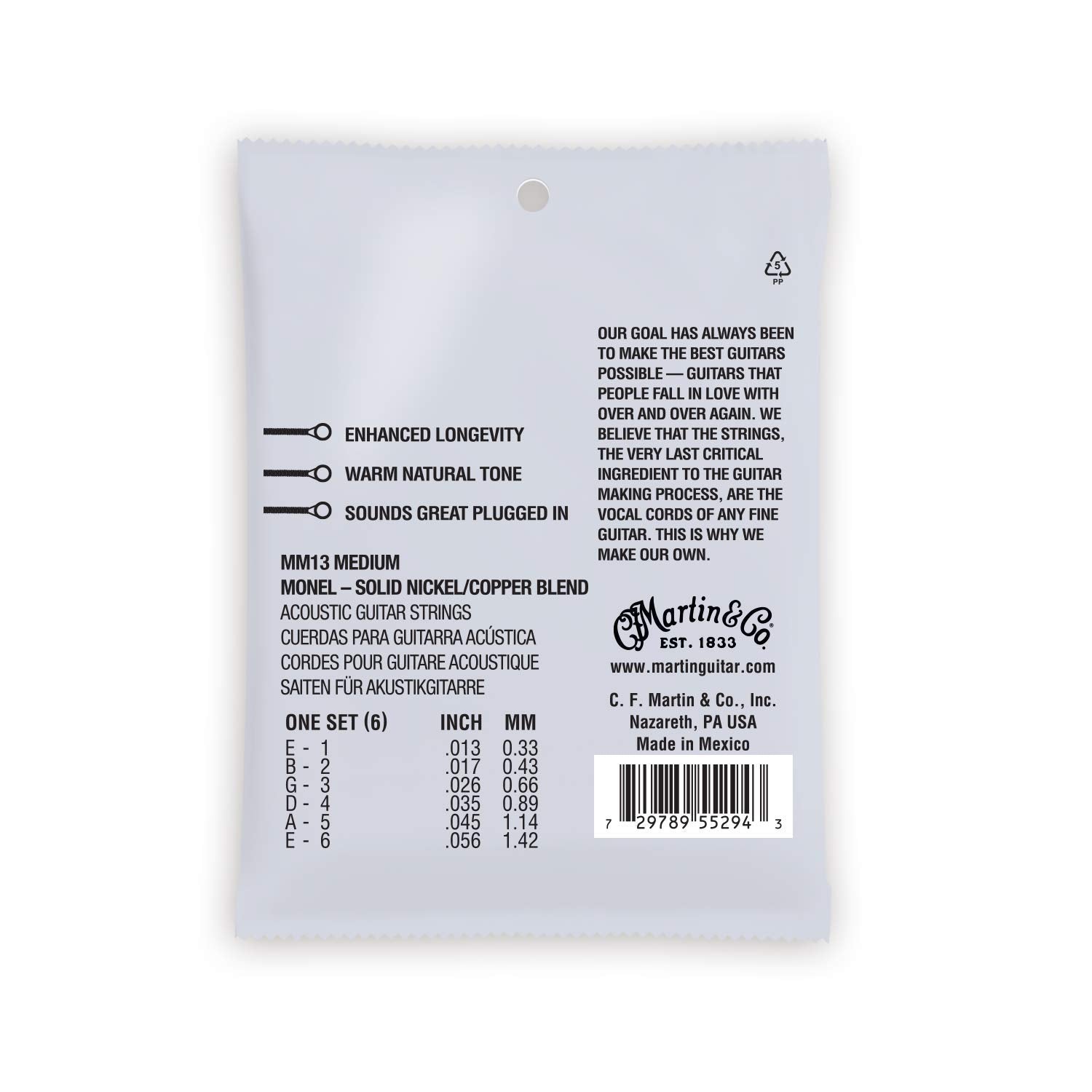 Martin Retro Acoustic Mm13 Medium-Gauge Guitar Strings, Monel Nickel