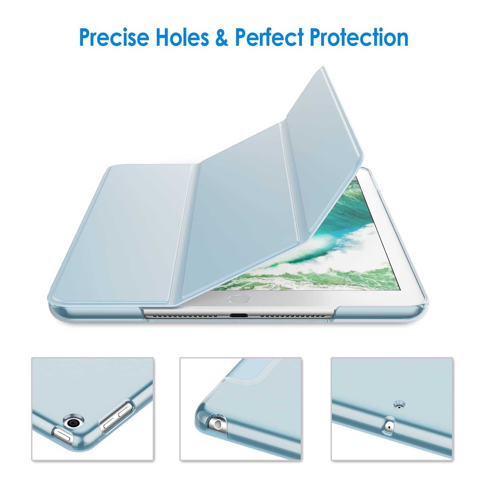Jetech Case For Ipad (9.7-Inch, 2018/2017 Model, 6Th/5Th Generation), Smart Cover Auto Wake/Sleep (Light Blue)