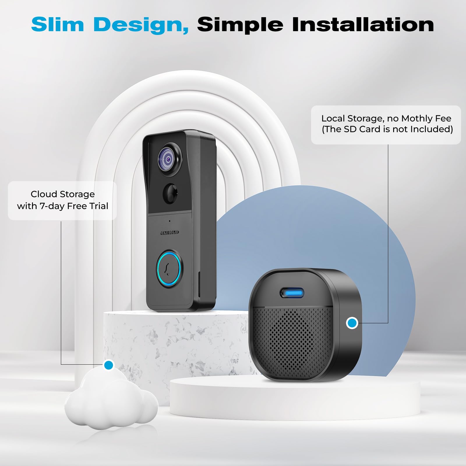 2K Hd Doorbell Camera Wireless With Included Ring Chime, Mkeolge Smart Video Doorbell For Home Security, Ai Human Detection, Two