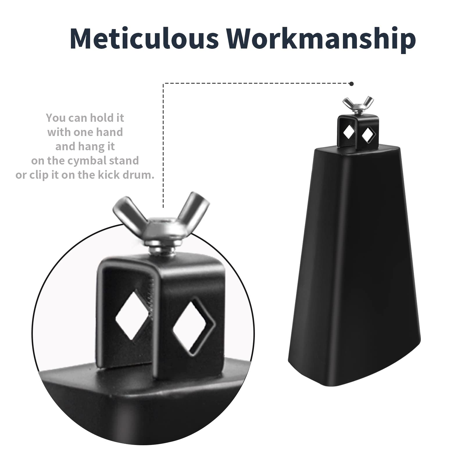 Soulmate Cowbell 6 Inch Metal Steel Cow Bells Instrument Noise Makers Cowbell Hand Percussion Cow Bell With Handle Stick For Dru