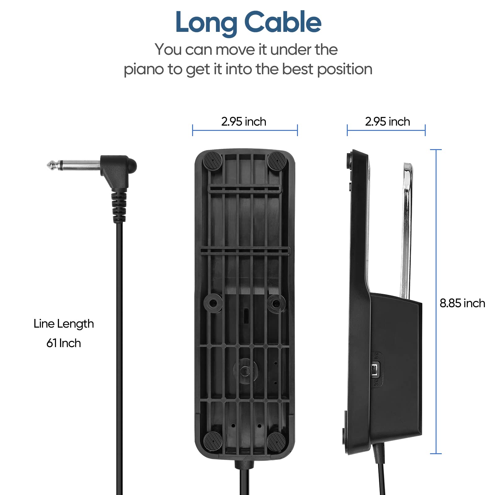Sustain Pedal Universal With Polarity Switch By Wegrower For Keyboards, Digital Piano, Midi And Synthesizer
