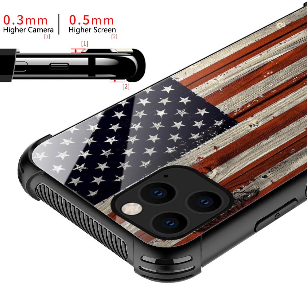 ZHEGAILIAN iPhone 12 Mini Phone Case Drop Protection TPU Red Wood USA Flag 5.4-inch