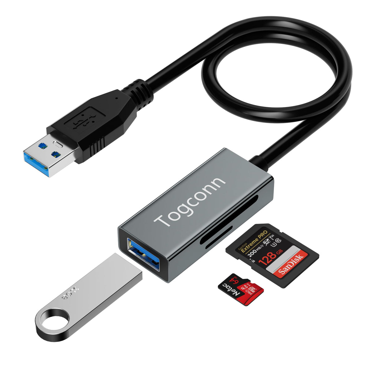 Sd Card Reader 3 In 1, Sd/Tf Card Reader And Usb A Female Port, Micro Sd Memory Card Adapter, Otg, Camera Reader Multi Port For