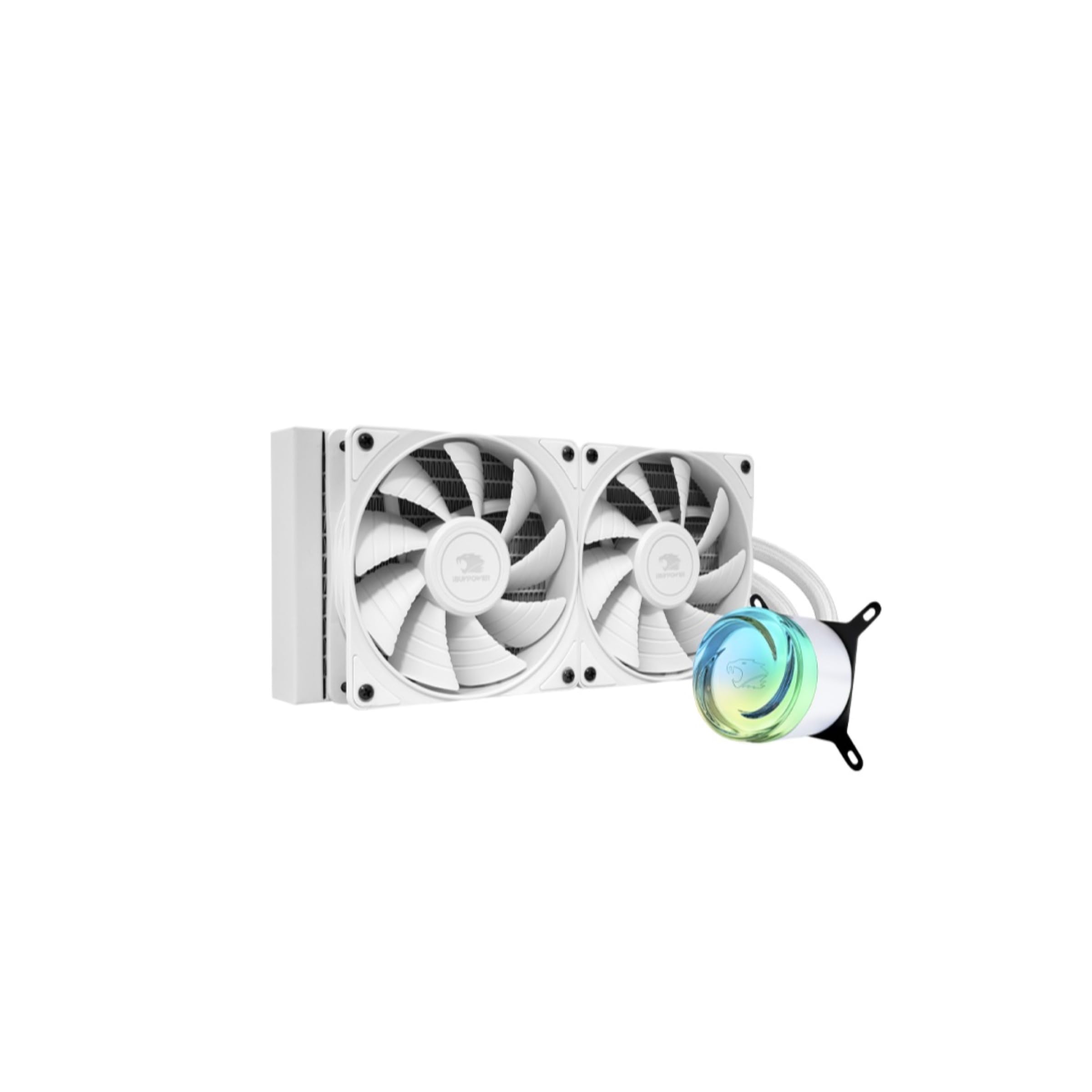 iBUYPOWER AW4 240mm Radiator CPU AIO Liquid Cooler, 2X 120mm Core Fans, RGB Display, Fan Speed 700-2000 RPM, Airflow Volume 65 C
