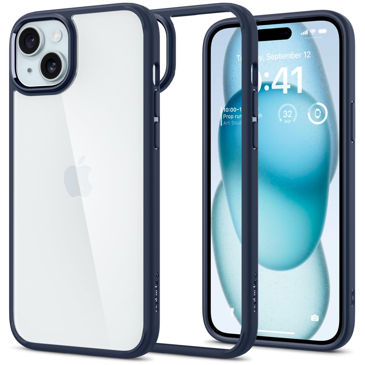 Spigen Ultra Hybrid Designed For Iphone 15 Plus Case (2023) [Anti Yellowing], [Military Grade Protection]   Navy Blue
