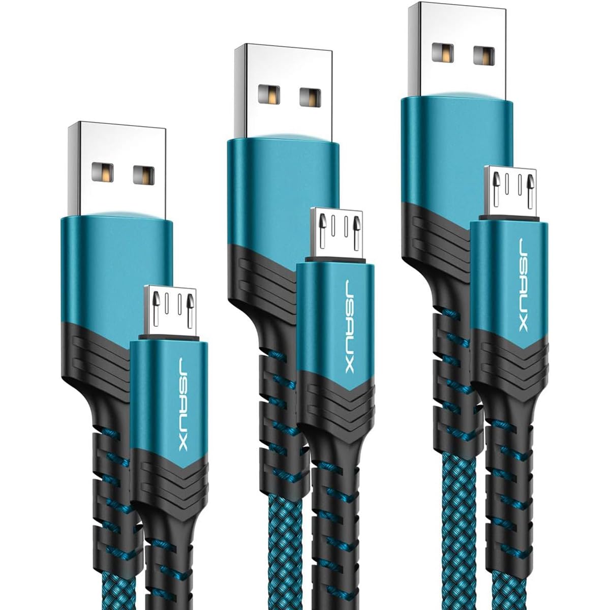 JSAUX Micro USB Charger Cable 3Pack, USB A Cord, 3.3/6.6/10FTGreen