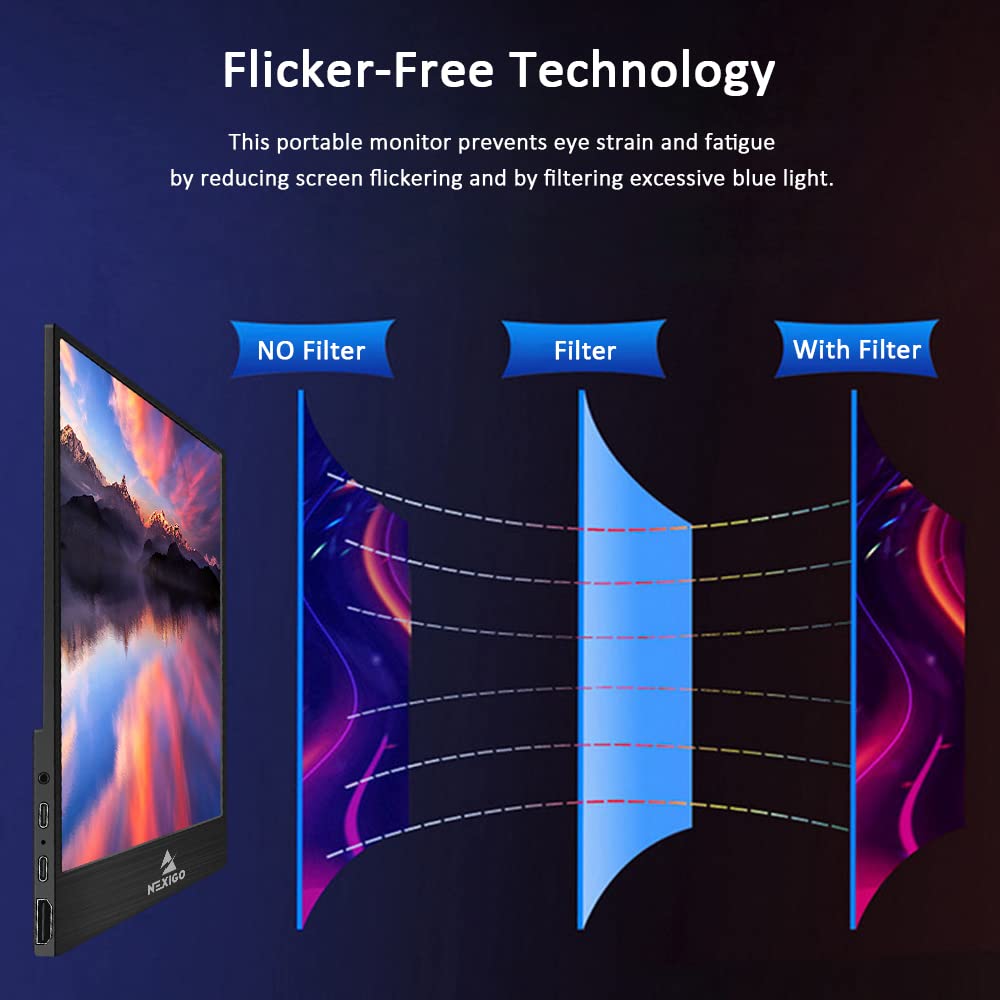 Nexigo 144Hz 17.3 Inch Portable Gaming Monitor, Freesync, G Sync Compatible, Fhd Ips Computer Display, Eye Care Screen With Hdmi