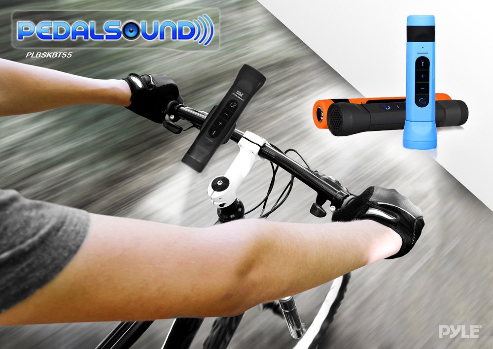 Pyle Plbskbt55Or Pedal Sound 3 In 1 Waterproof Bluetooth Bicycle Speaker, With Built In Mic For Call Answering, Power Bank & Fla