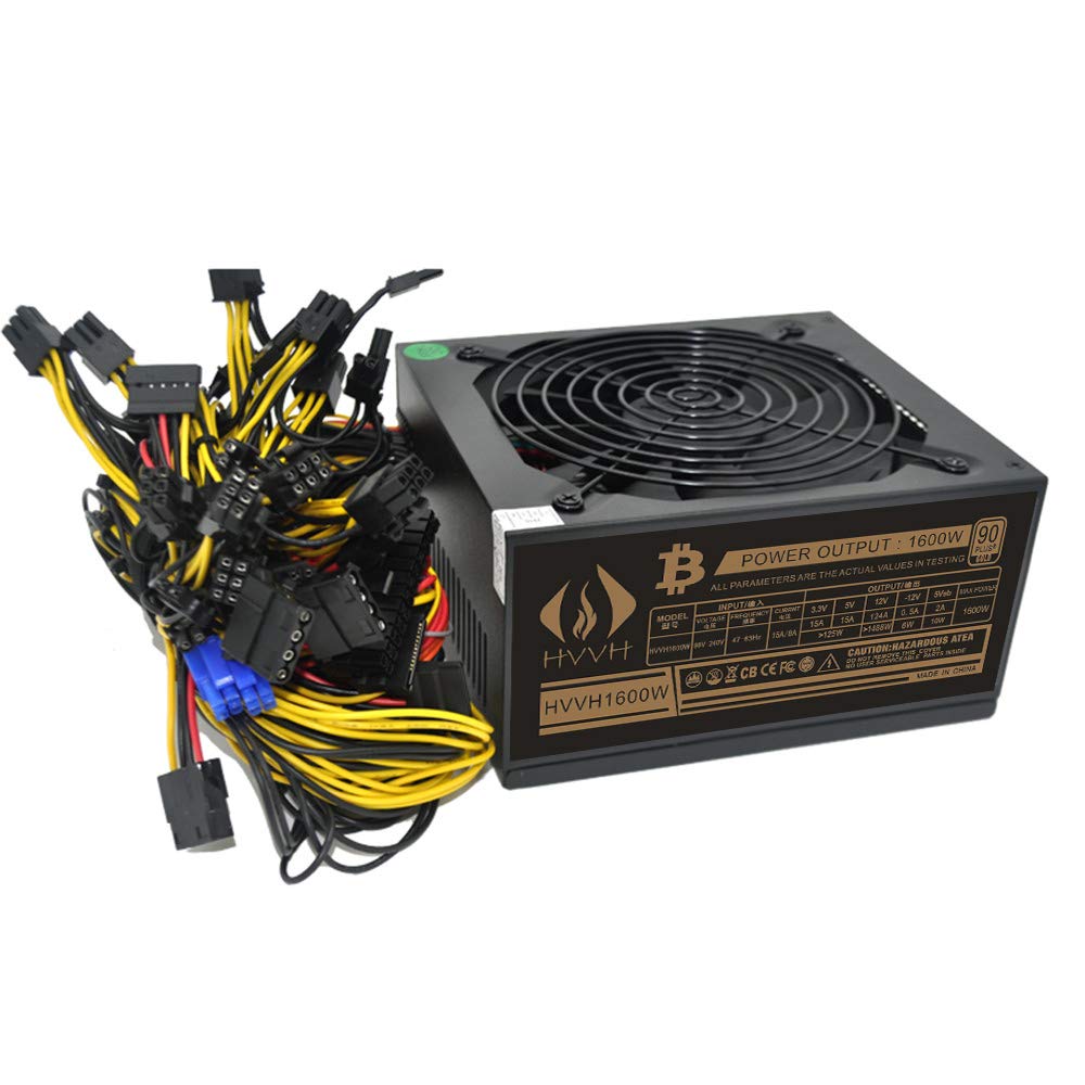 Hvvh 20+4 Pin Silent Noise Reduction Miner/Pc Gpu Atx 1600W Power Supply 87 Plus Gold Designed For Us Voltage 110V 1600W Mining