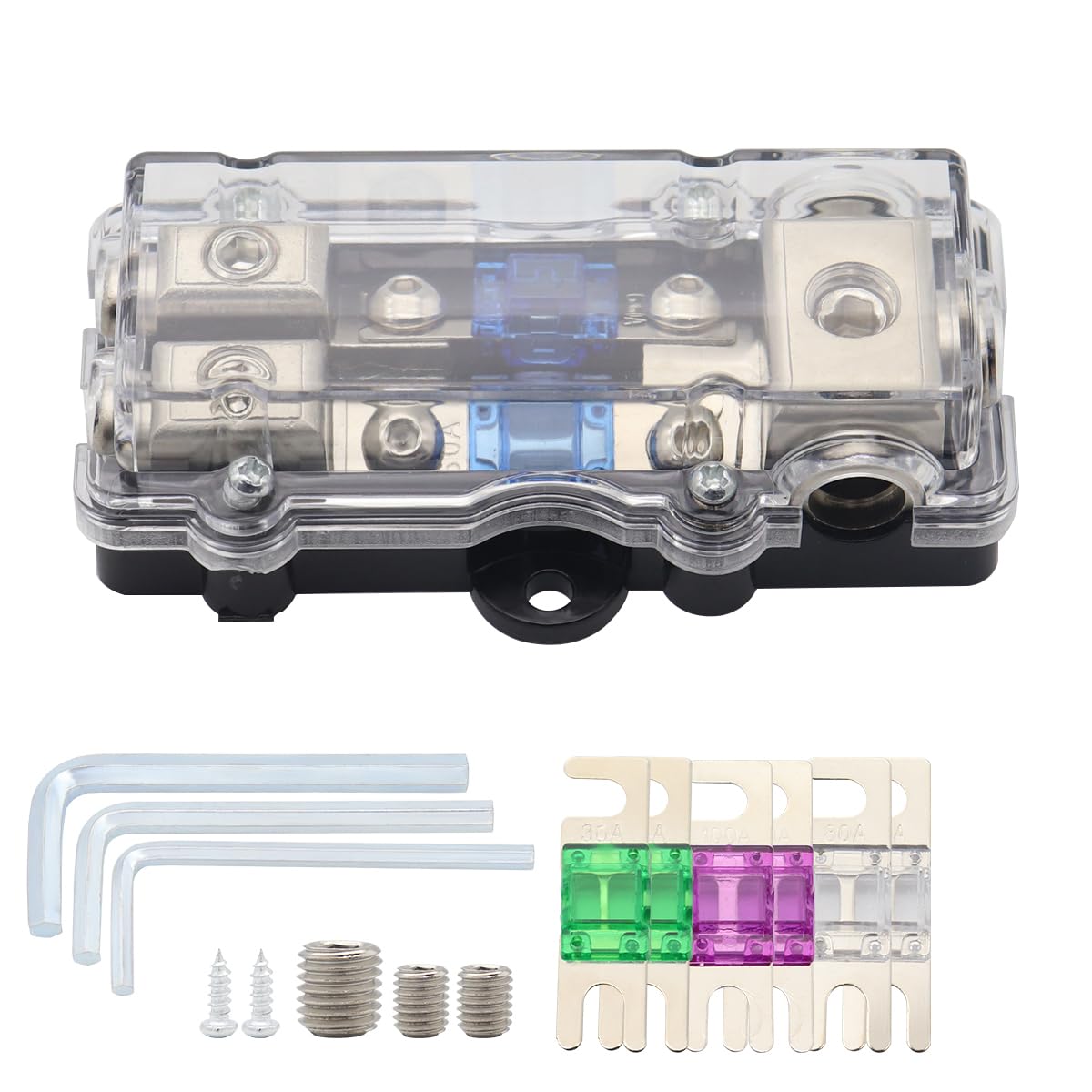 Tiyang 2 Way Anl Amp Fuse Block Car Audio Subwoofer Amplifier 4Gauge In 8 Gauge Out Fuse Distribution Blocks Anl Holder With 30A
