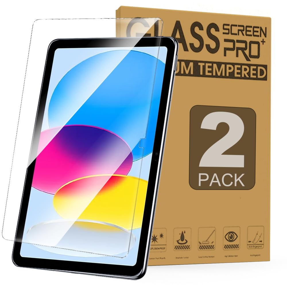 Junfire [2Packs] Ipad 10Th Generation Screen Protector With Anti Blue Light, Ipad 10Th Gen 10.9'' 2022 Tempered Glass Screen Pro