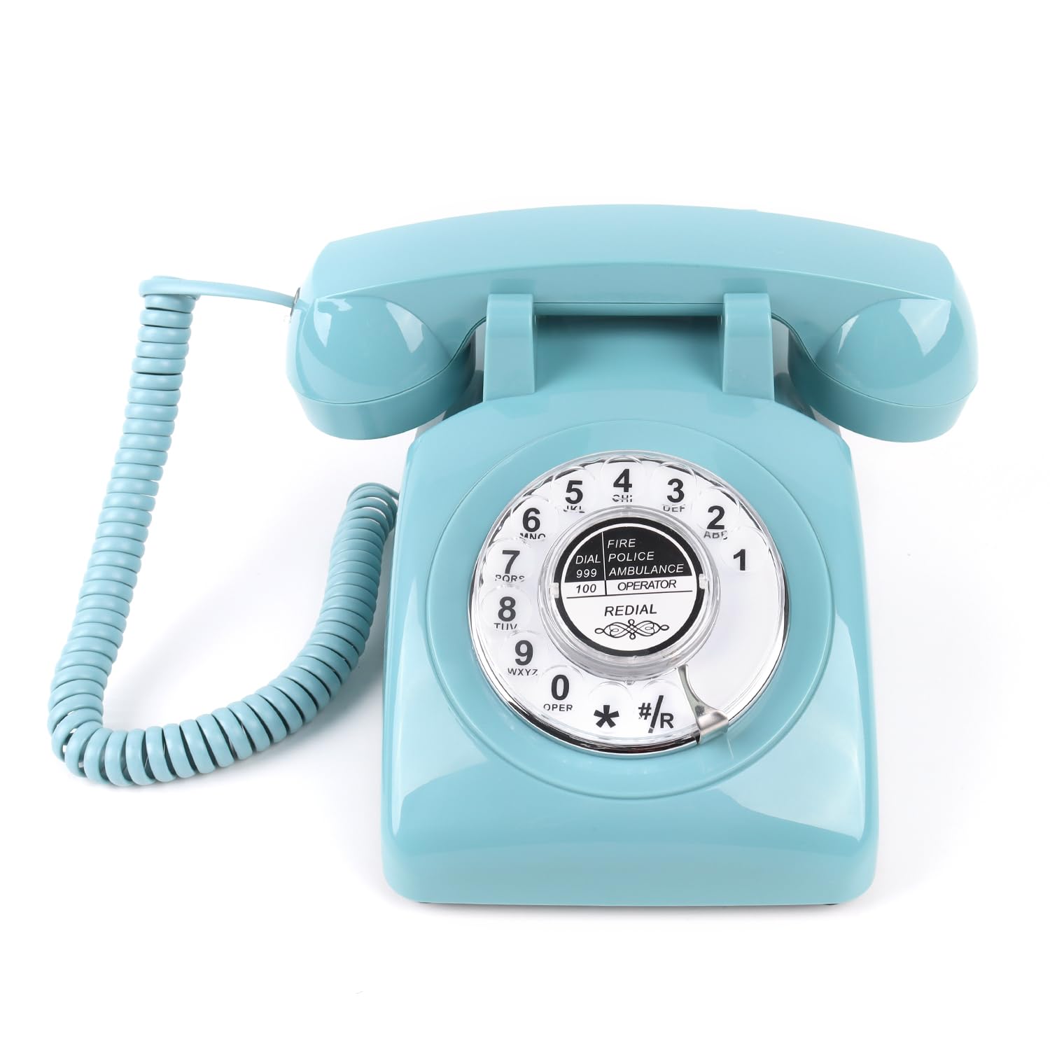 Rotary Dial Phone, Mcheeta Retro Phone 1980'S Vintage Phone, Old Telephone Antique Corded Landline Phone For Home/Office (Blue)