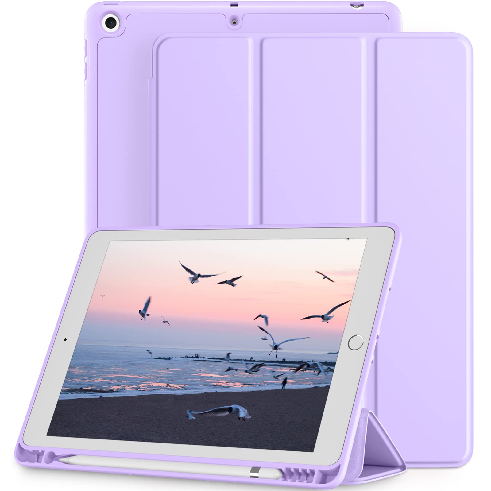 Mastten Case Compatible With Ipad 9Th/8Th/7Th Generation Case, Ipad 10.2 Inch Case With Pencil Holder, Tpu Smart Stand Back Case