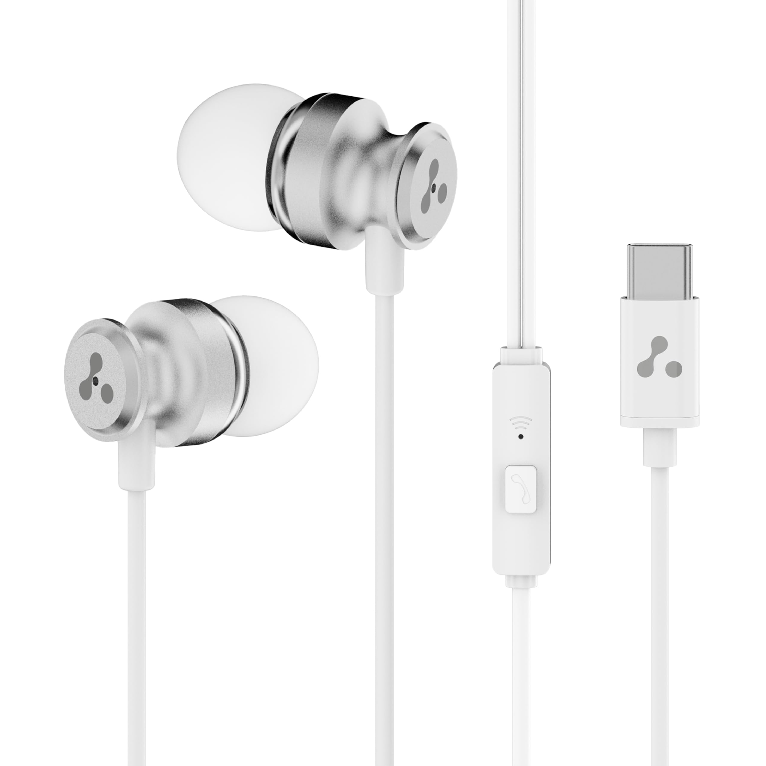 Ambrane TypeC Wired Earphones, 10Mm Bass Drivers, Inline Controls for Type C Smartphones, iPhone 15 & Laptop, 1.2M Braided Anti