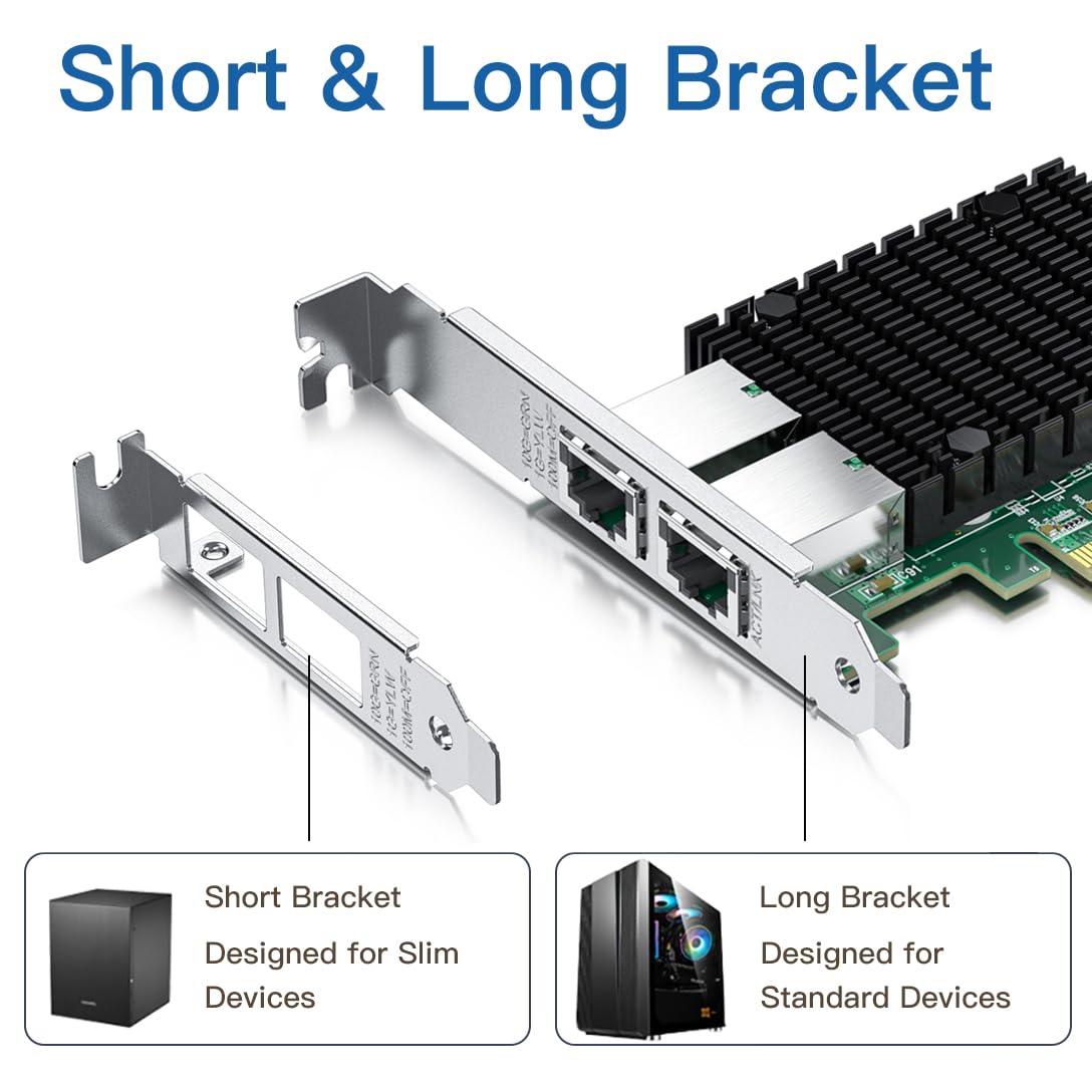 10Gb Rj45 Pci E Network Card Nic, Compare To Intel X550 T2, With Intel X550 At2 Chip, Dual Rj45 Ports, Pci Express 3.0 X4, Ether