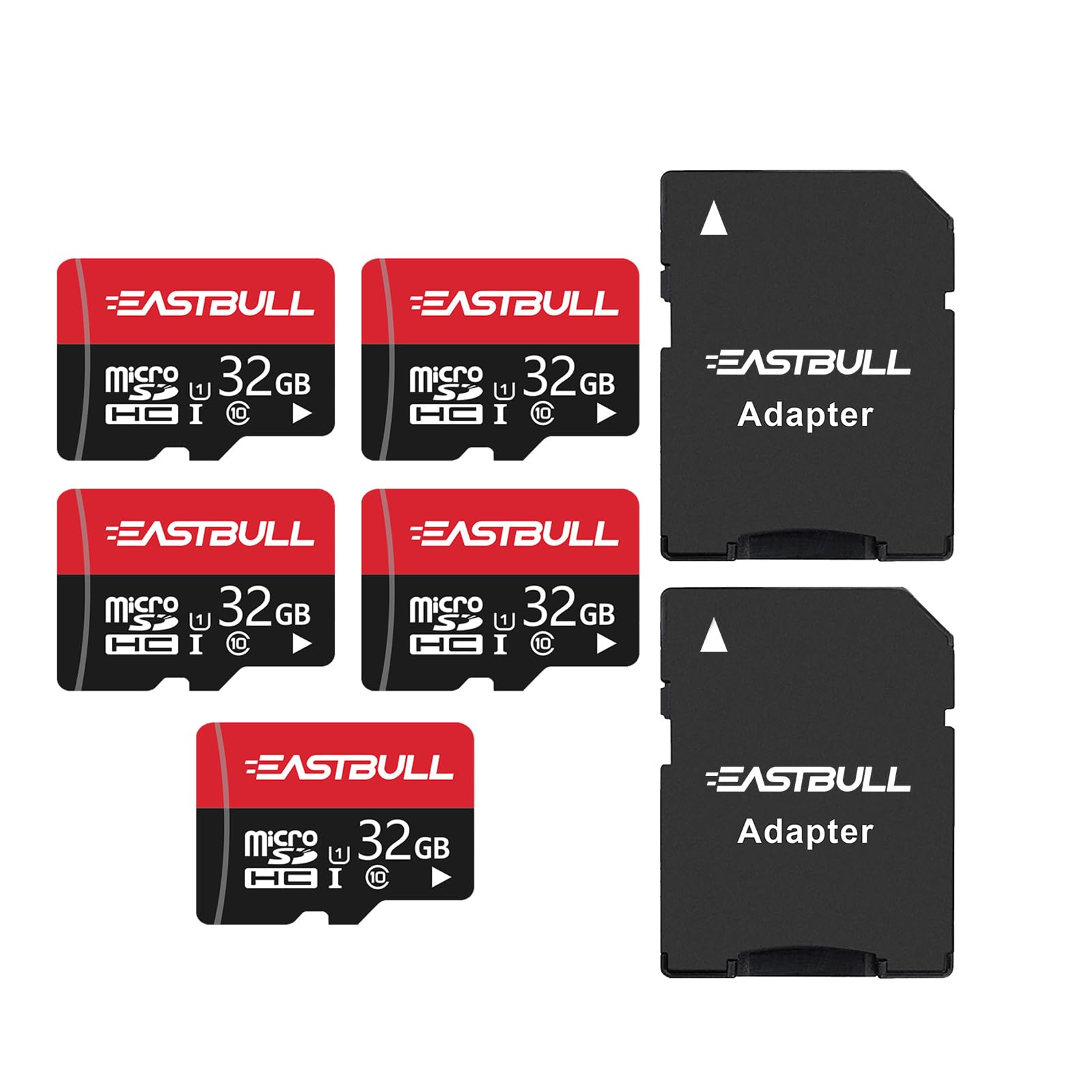 EASTBULL 32GB 5-Pack of Micro SD Cards, 32GB SD Cards Pack Full HD Video 90MB/s UHS-I U1 Micro SDHC Class 10 for Surveillance Se