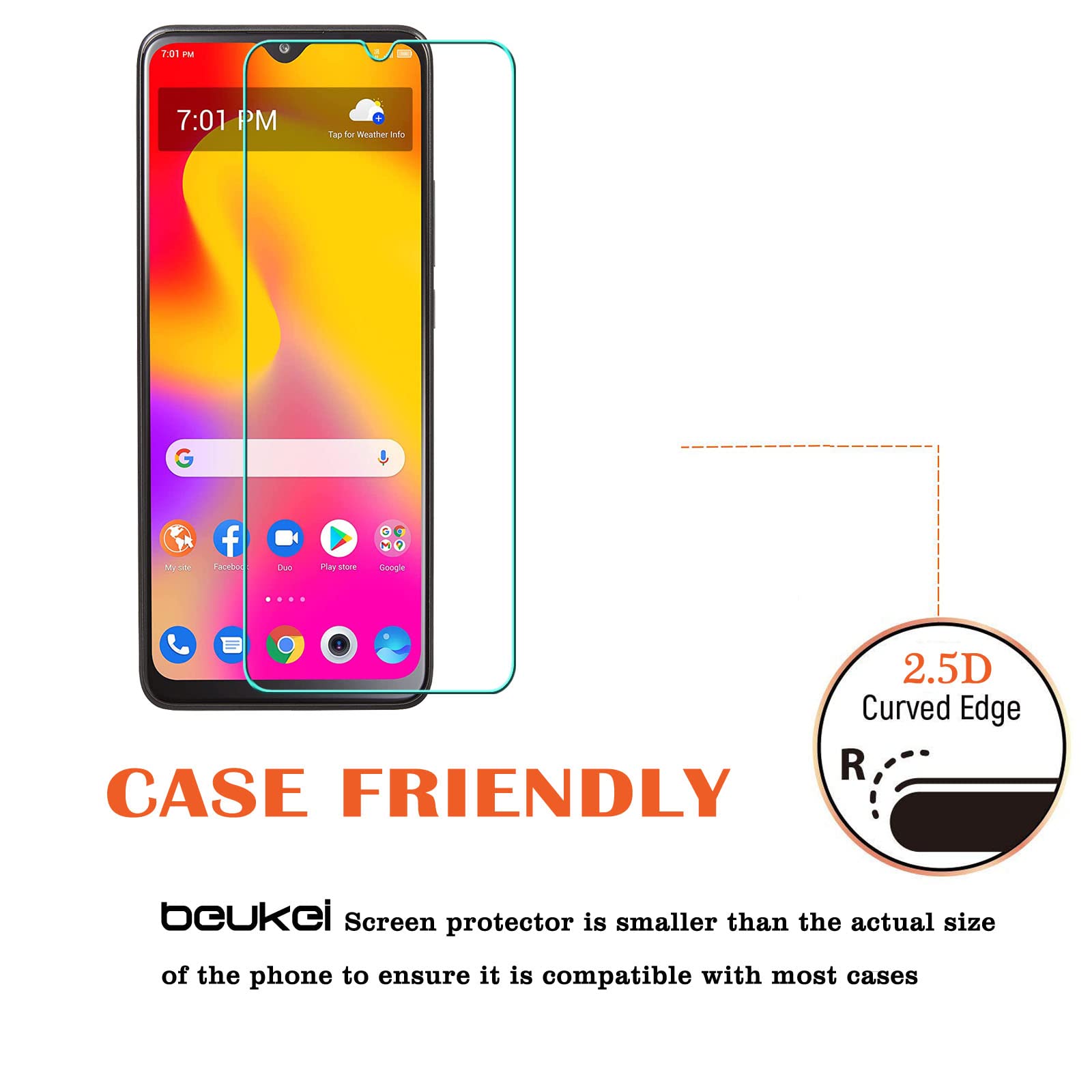 Beukei (3 Pack) Compatible For Tcl 30 Xl/Tcl 30Xl (2022) Screen Protector Tempered Glass (6.82 Inch),Touch Sensitive,Case Friend