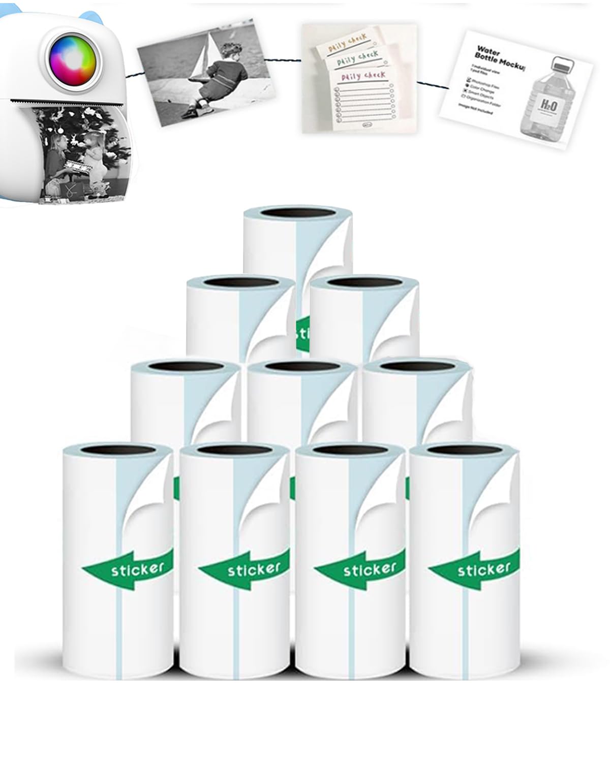 Hersaul Mini Printer Sticker Paper, 10 Rolls Thermal Printer Sticker Paper 57 X 25Mm, Printable Sticker Paper For Mini Printer P