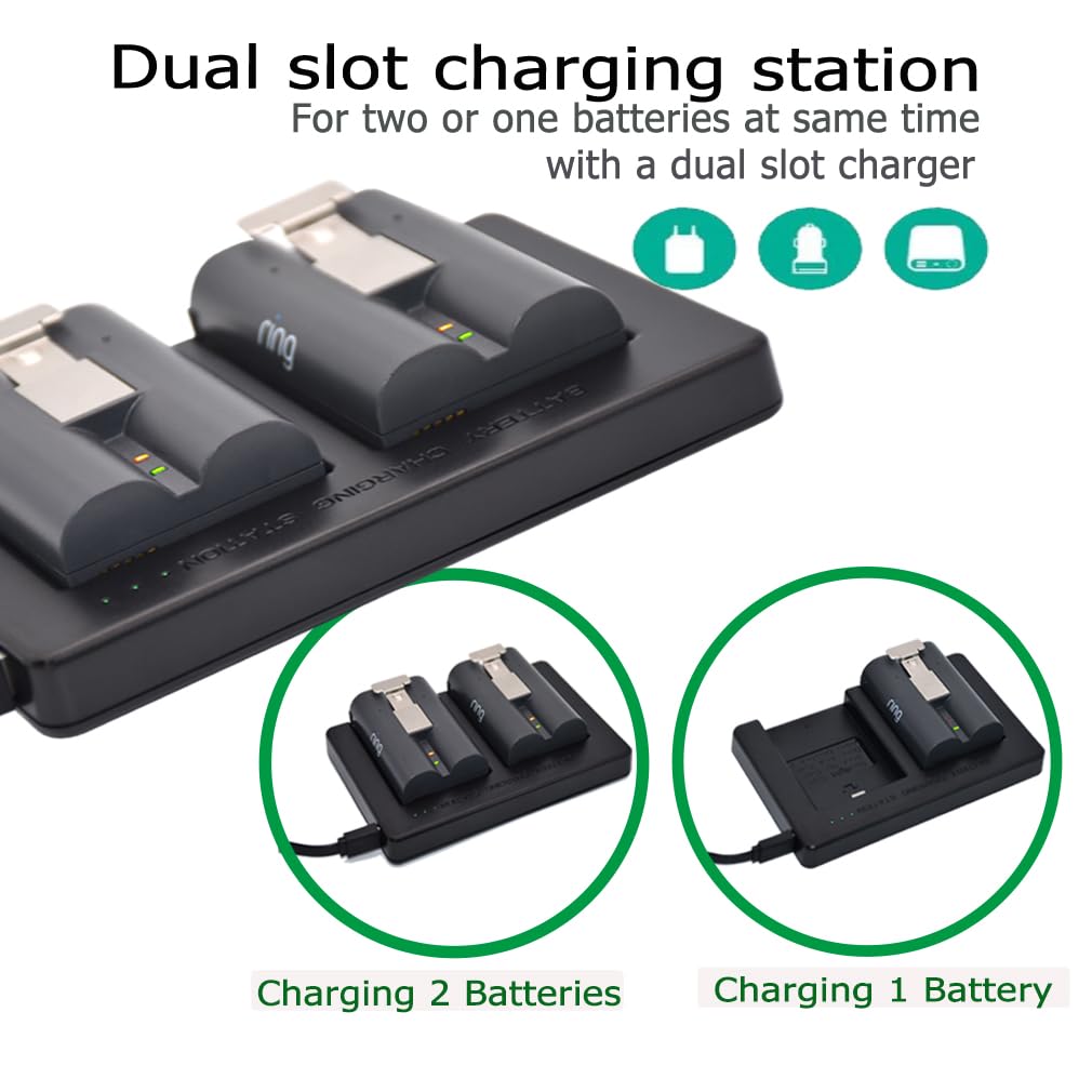 Battery Charger For Ring Rechargeable Battery, Dual Ring Battery Charger Station For Ring Spotlight Cam Battery,Ring Video Doorb