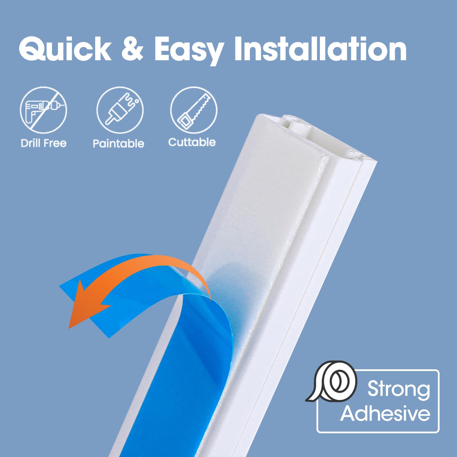 YesBes Cord Hider Kit Wire Covers Paintable Cable Raceway for Wall Mount TV Plastic White 116in (W0.59in x H0.4in)