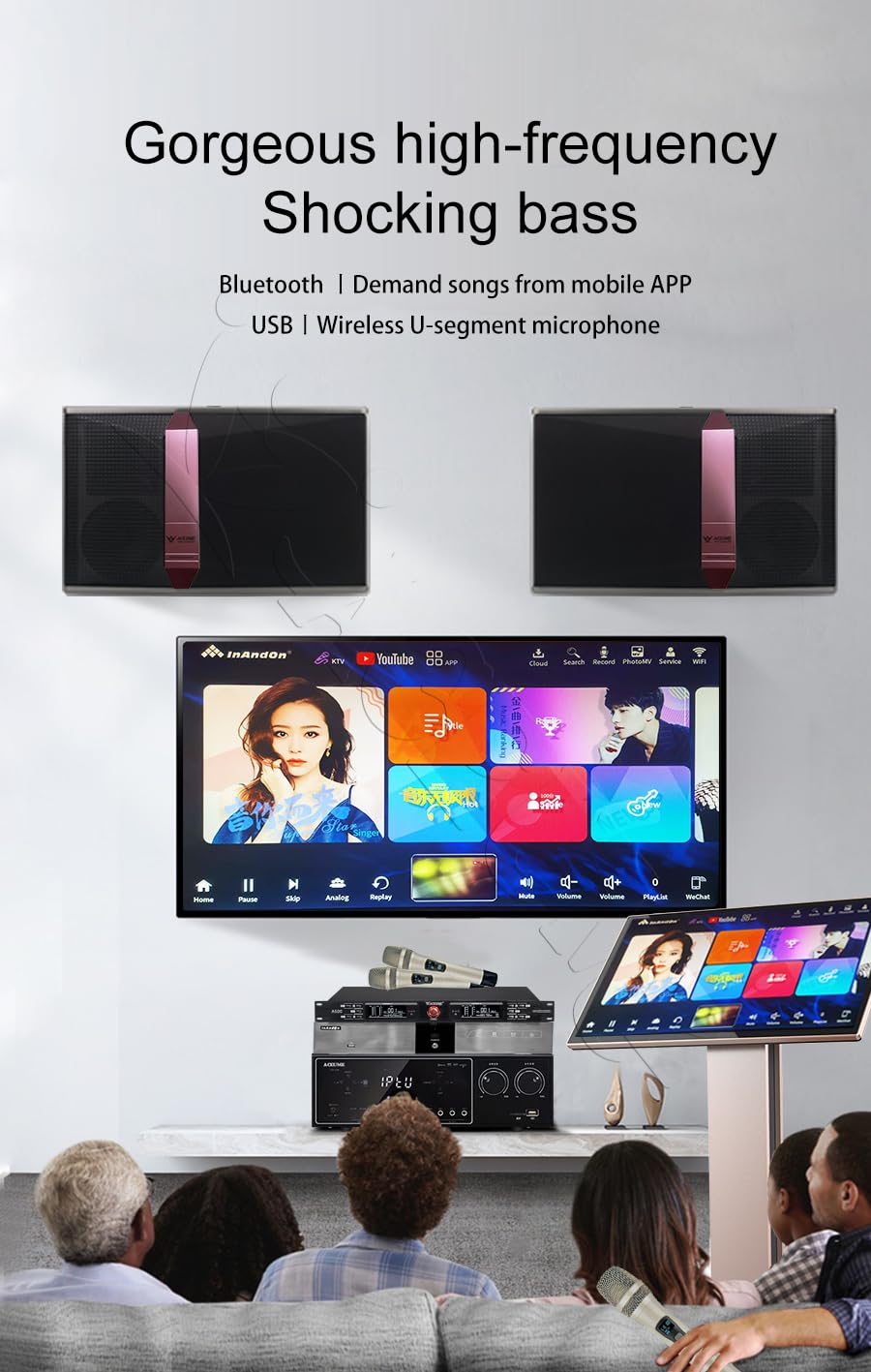 ACEUME Karaoke Machine - TSRINK520-16TB 22" All-in-One KTV Audio Set for Home Use