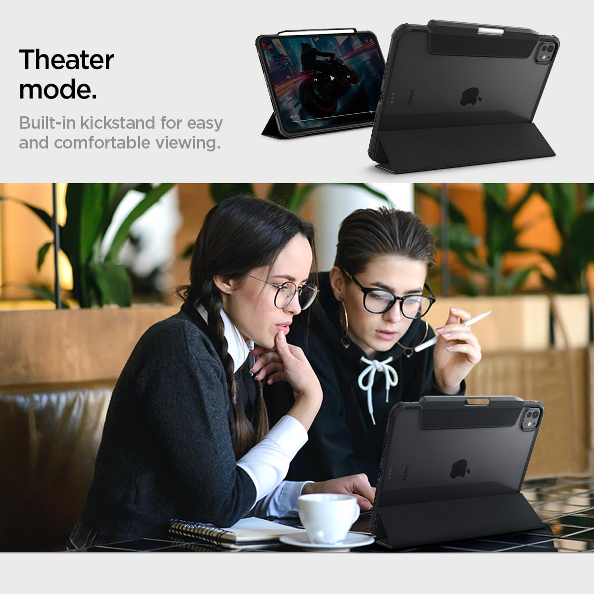 Spigen Ultra Hybrid Pro Designed For Ipad Pro 11 Inch Case M4 (2024) With Transparent Back And Pencil Holder   Black