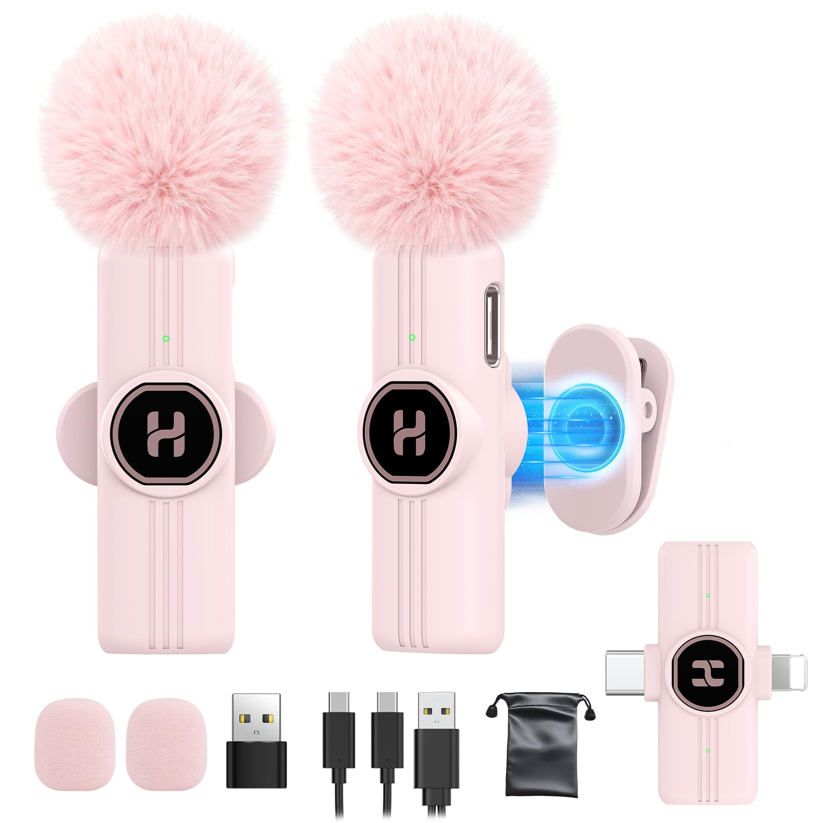 USB C Mini Wireless Lavalier Microphone for iPhone 15 16, iOS and Android Devices - Noise Reduction Lapel Mic for Recording, Cli