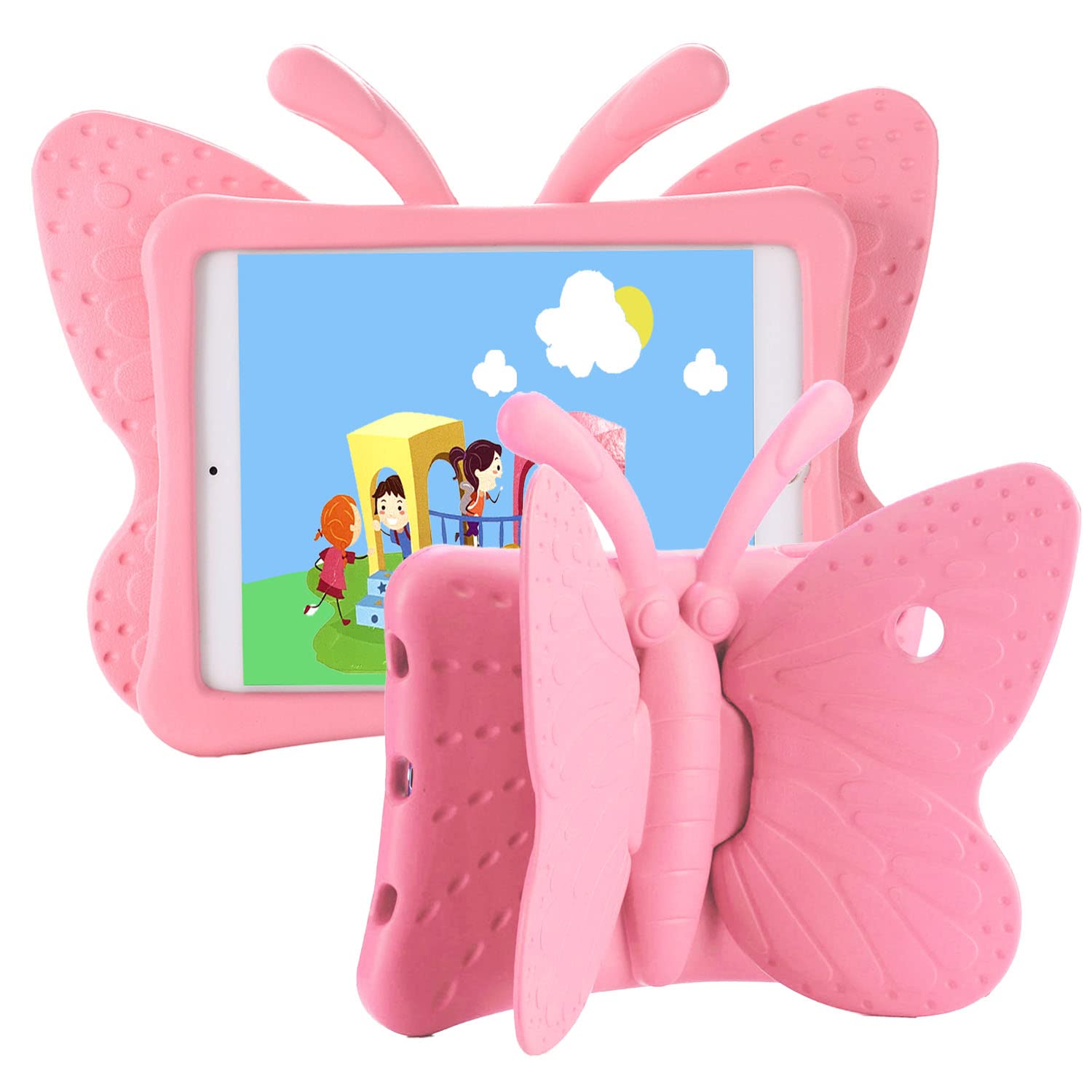 Ipad Case For Kids, Feitenn 3D Cartoon Butterfly Non Toxic Eva Light Weight Kid Proof Shockproof Case With Kickstand For Ipad 5/