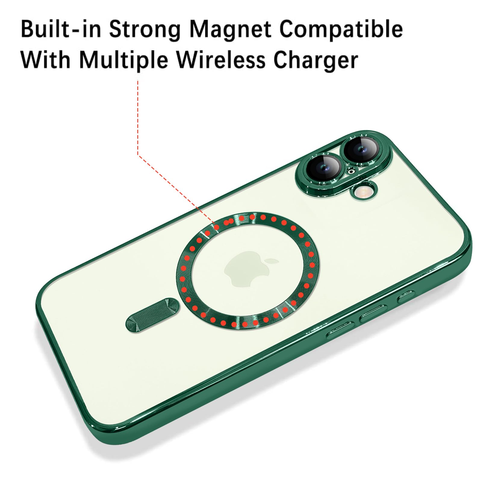 Ook Magnetic Case Made For Iphone 16 (6.1 Inch) [Built In Camera Lens Protector] [Compatible With Magsafe] Soft Tpu Anti Scratch