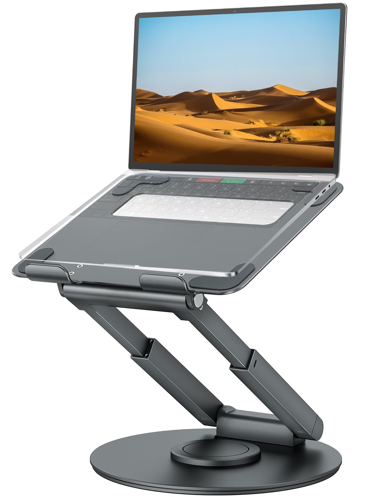 Tounee Telescopic Laptop Stand For Desk With 360    Swivel Base, Sit To Stand, Height Adjustable, Portable Riser Holder For Good