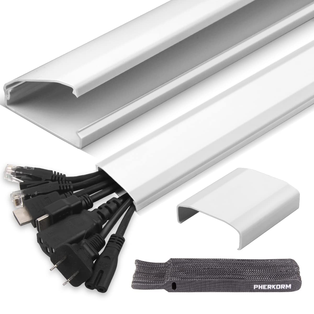 85In Cable Management Kit, Pherkorm Flip Top Cable Raceways, Cable Cord Hider Used For Wall  Mounted Tvs And Monitors 6Xl14.2 W2