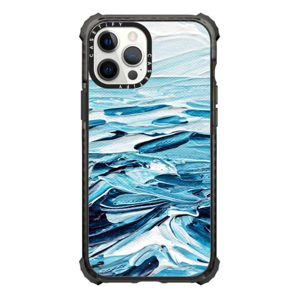Casetify Ultra Impact Case For Iphone 12 Pro Max   Waves Crashing   Clear Black